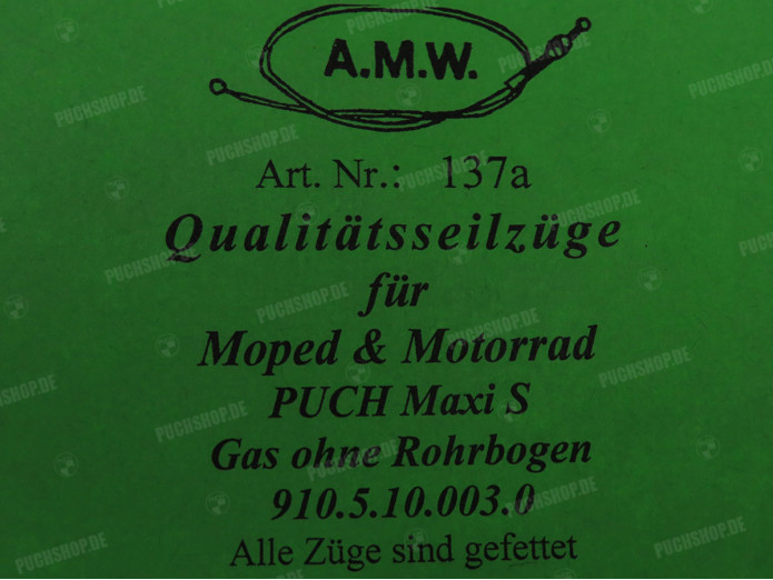 Bowdenzug Puch Maxi S Gaszug ohne Rohrbogen A.M.W. 
